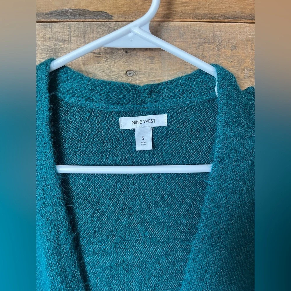 Nine West Teal Open-Front Sweater Cardigan